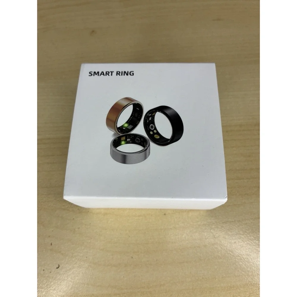 Gold Smart Ring with Steps, HR, Blood O2, Sleep, 5ATM Waterproof Size 8